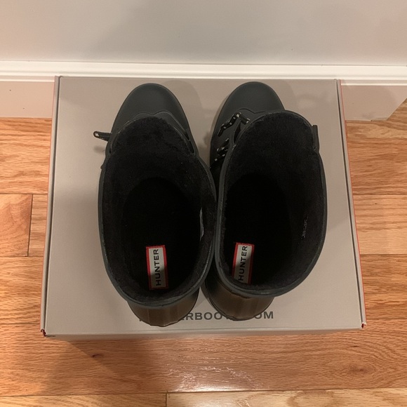 New Hunter Watson Waterproof Lace-up Rain Boots Size 6 in Black - Picture 4 of 10